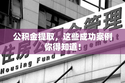 延平公积金提取，这些成功案例你得知道！