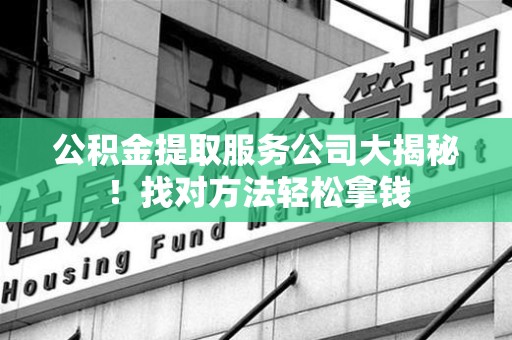 延平公积金提取服务公司大揭秘！找对方法轻松拿钱