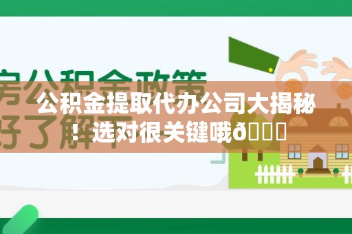 延平公积金提取代办公司大揭秘！选对很关键哦😎